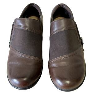 CLARKS Medora Gale Genuine Leather Brown Slip On Loafers W8